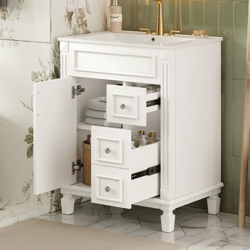Bathroom Vanity With Sink, Compact Cabinet & 2 Drawers by HouseOfZazla