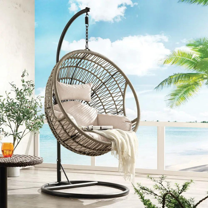 Vasant - Hanging Chair - Beige Fabric & Rope by Unique Piece Furniture