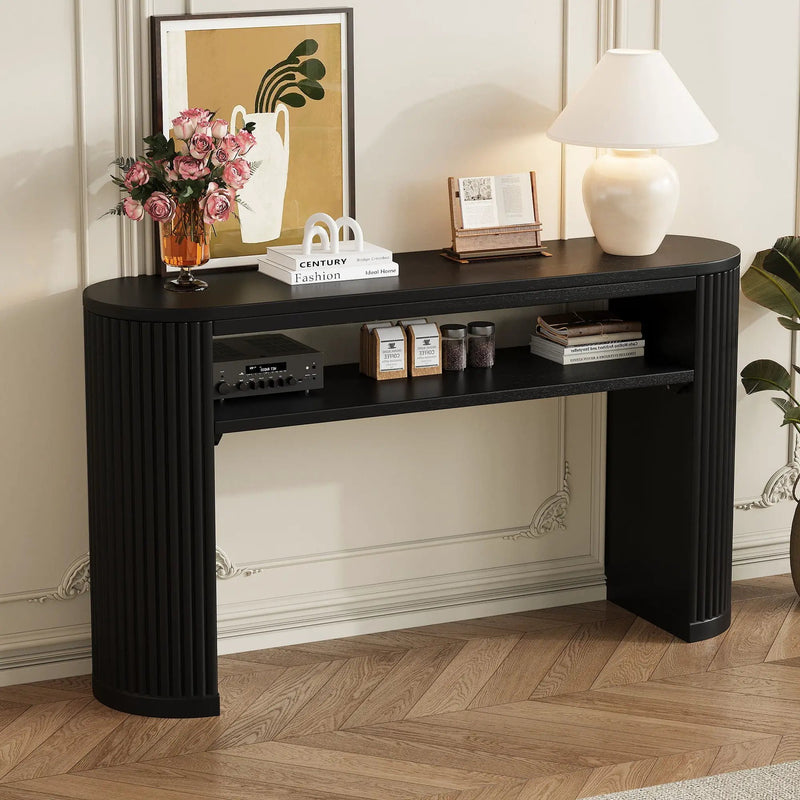 Console Table With Fluted Legs, Open Shelf by Unique Piece Furniture