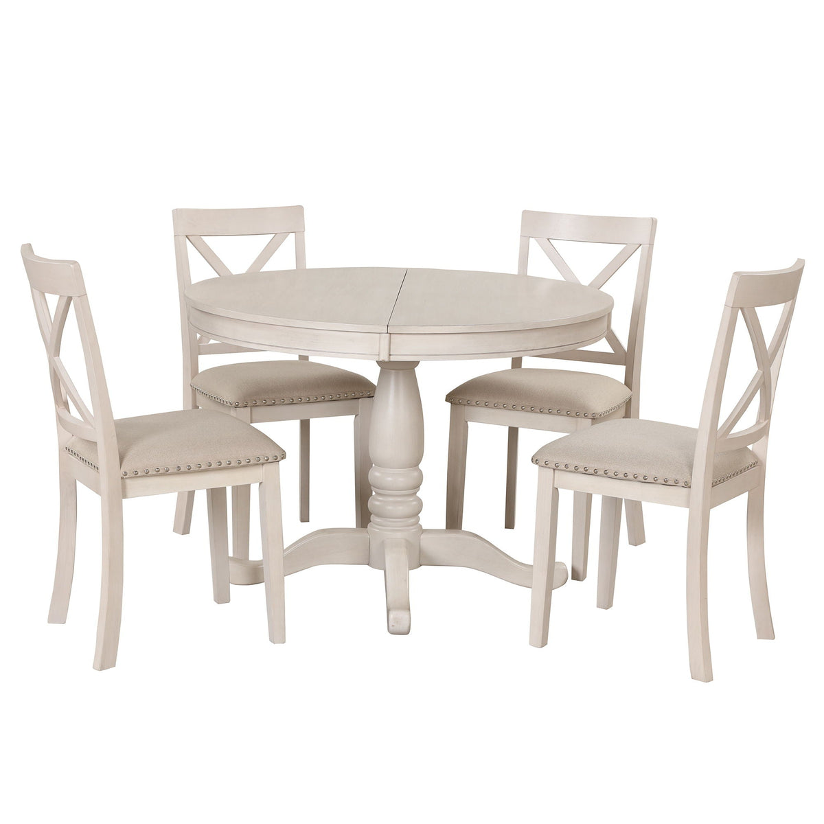 Modern Dining Table Set for 4 with Curved Back Chairs - Beige or Light Brown, photo 4 of 40