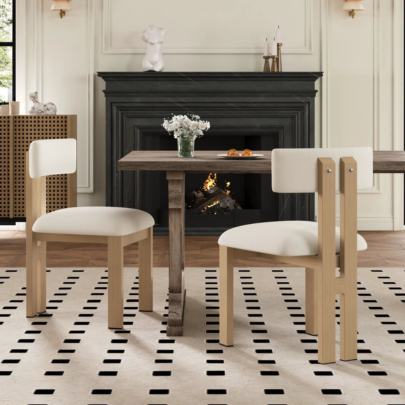 Modern Upholstered Armless Dining Chairs With Metal Legs by HouseOfZazla