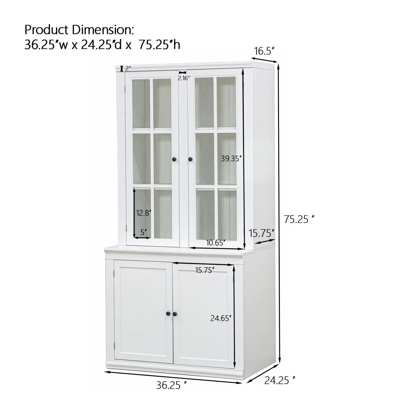 Retro Style Hutch Cabinet With Glass Door, China Cabinet For Home by HouseOfZazla