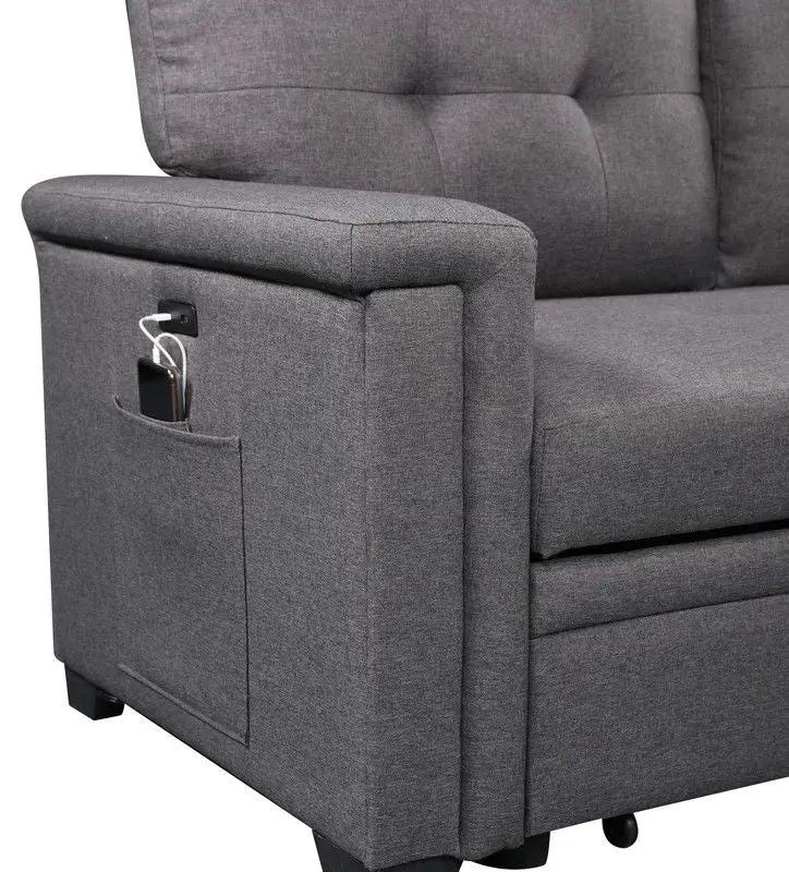 Ashlyn - Reversible Sleeper Sectional Sofa With Storage Chaise, USB Charging Ports And Pocket by HouseOfZazla