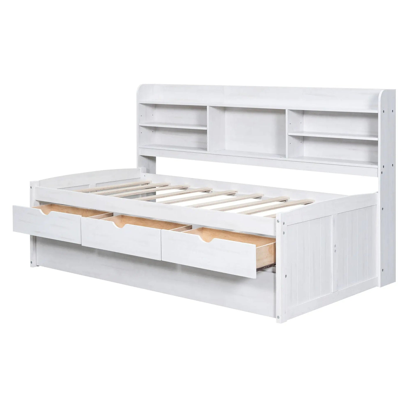 Captain Bed With Built In Bookshelves, 3 Storage Drawers, And Trundle by HouseOfZazla