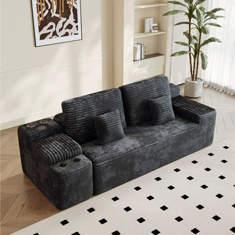 150'' Width 5-Piece Sectional Sofa with 2 Ottomans by HouseOfZazla