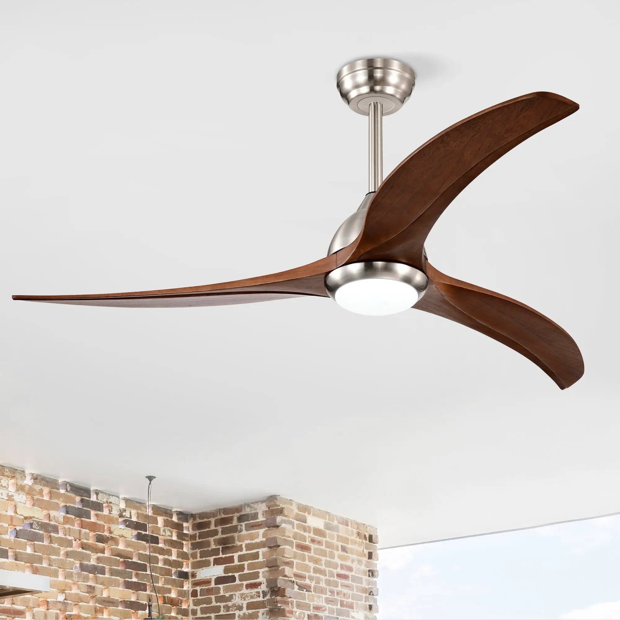 52" Solid Wood Blades Ceiling Fan with Light and Remote Control by HouseOfZazla