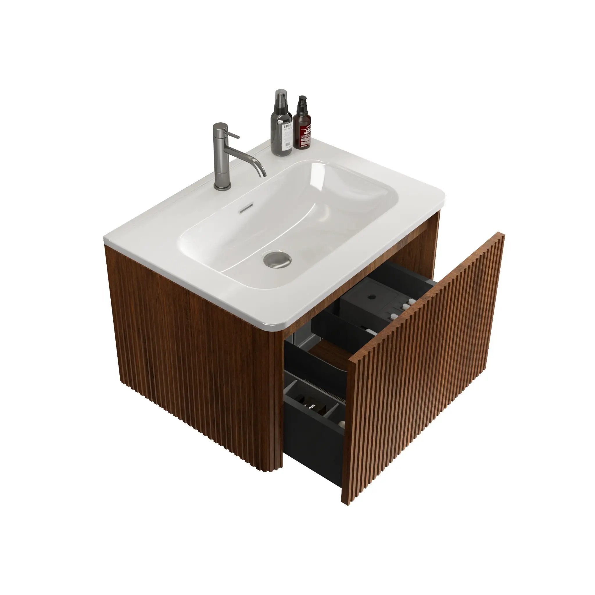 Etna - Striped Bathroom Vanity With Ceramic Sink, Wall Mounted Floating Bathroom Vanity For Modern Bathroom by Unique Piece Furniture