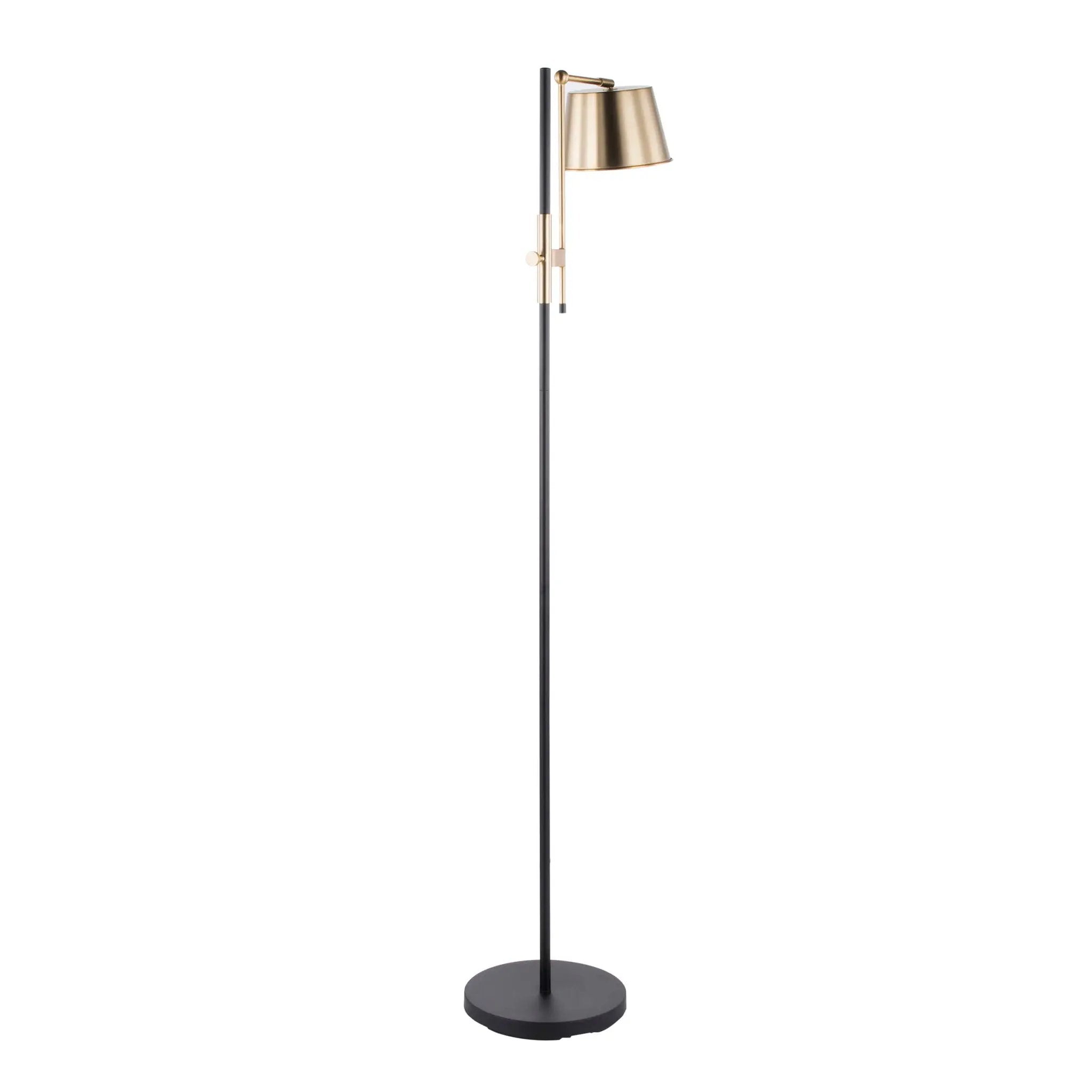 Metric - Industrial Floor Lamp - Black / Antique Brass by HouseOfZazla
