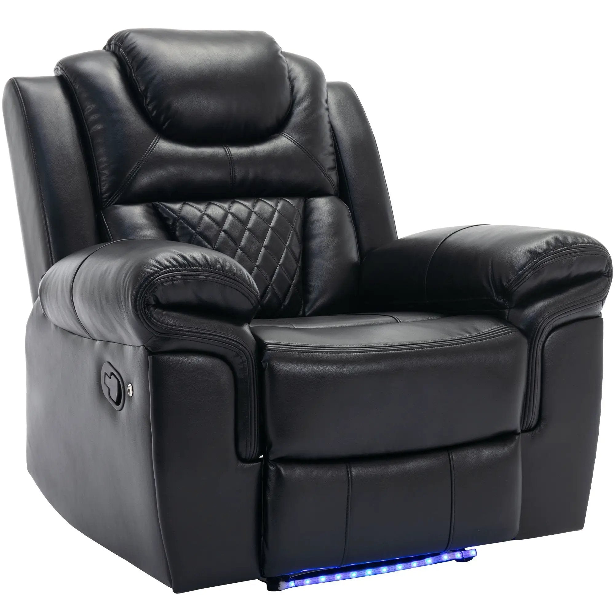 Home Theater Seating Manual Recliner Chair, Led Light Strip For Living Room - Black by HouseOfZazla
