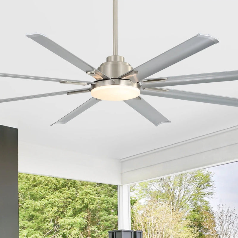 DC Motor Ceiling Fan With Dimmable Light And 8 Blade Aluminum Blades - Nickel by HouseOfZazla