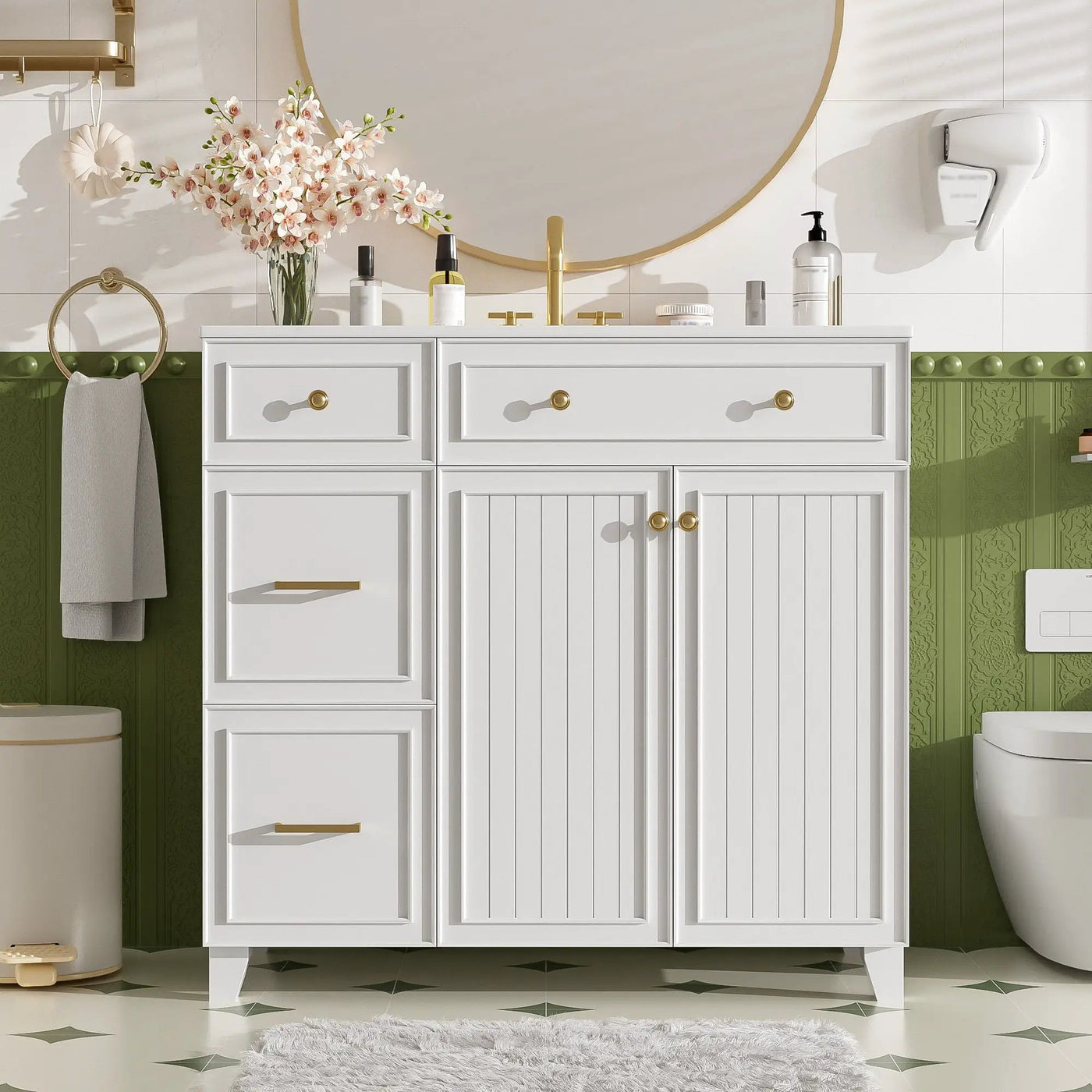 Bathroom Vanity With Sink, Soft Close Doors, Adjustable Shelves by HouseOfZazla