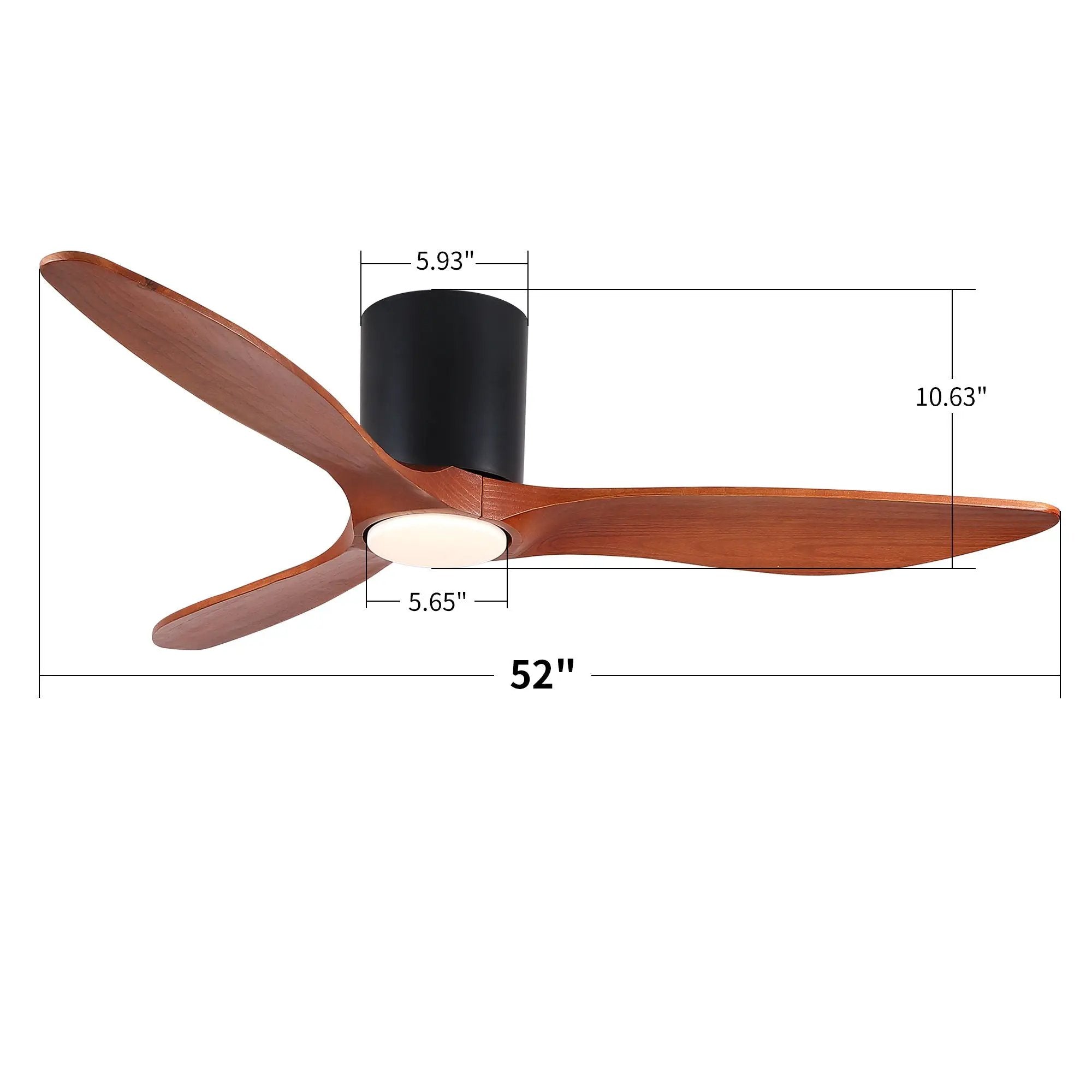 Low Profile Flush Mount Ceiling Fan With Light And Reversible Quiet Motor - Matte Black by HouseOfZazla