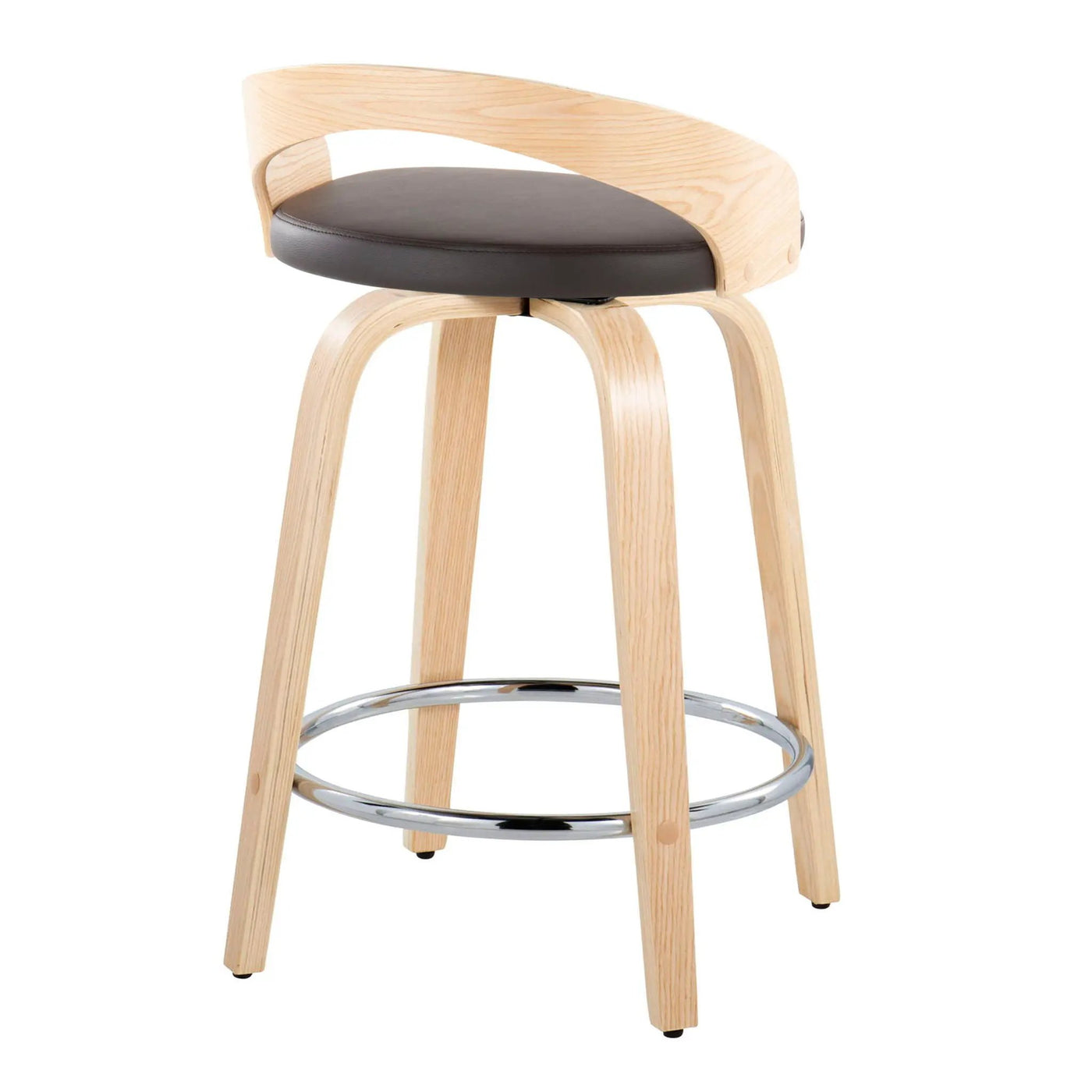 Grotto - Contemporary Fixed Height Counter Stool & Swivel, Round Footrest (Set of 2) by HouseOfZazla