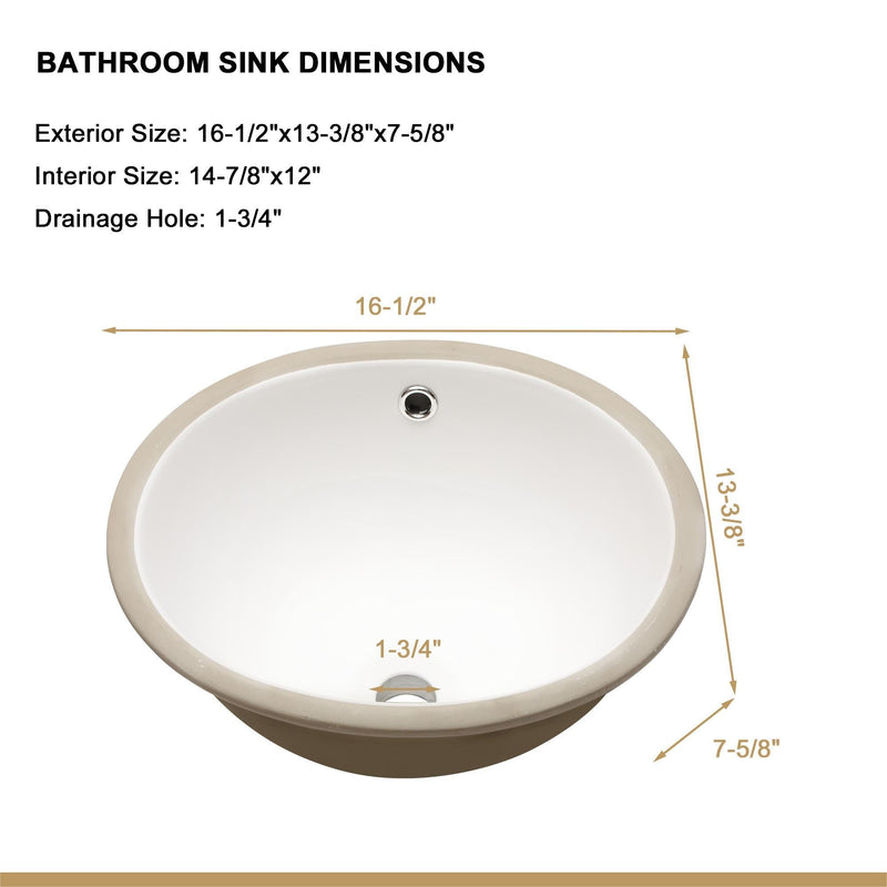 Elegant Ceramic Oval Undermount Bathroom Sink With Overflow by HouseOfZazla