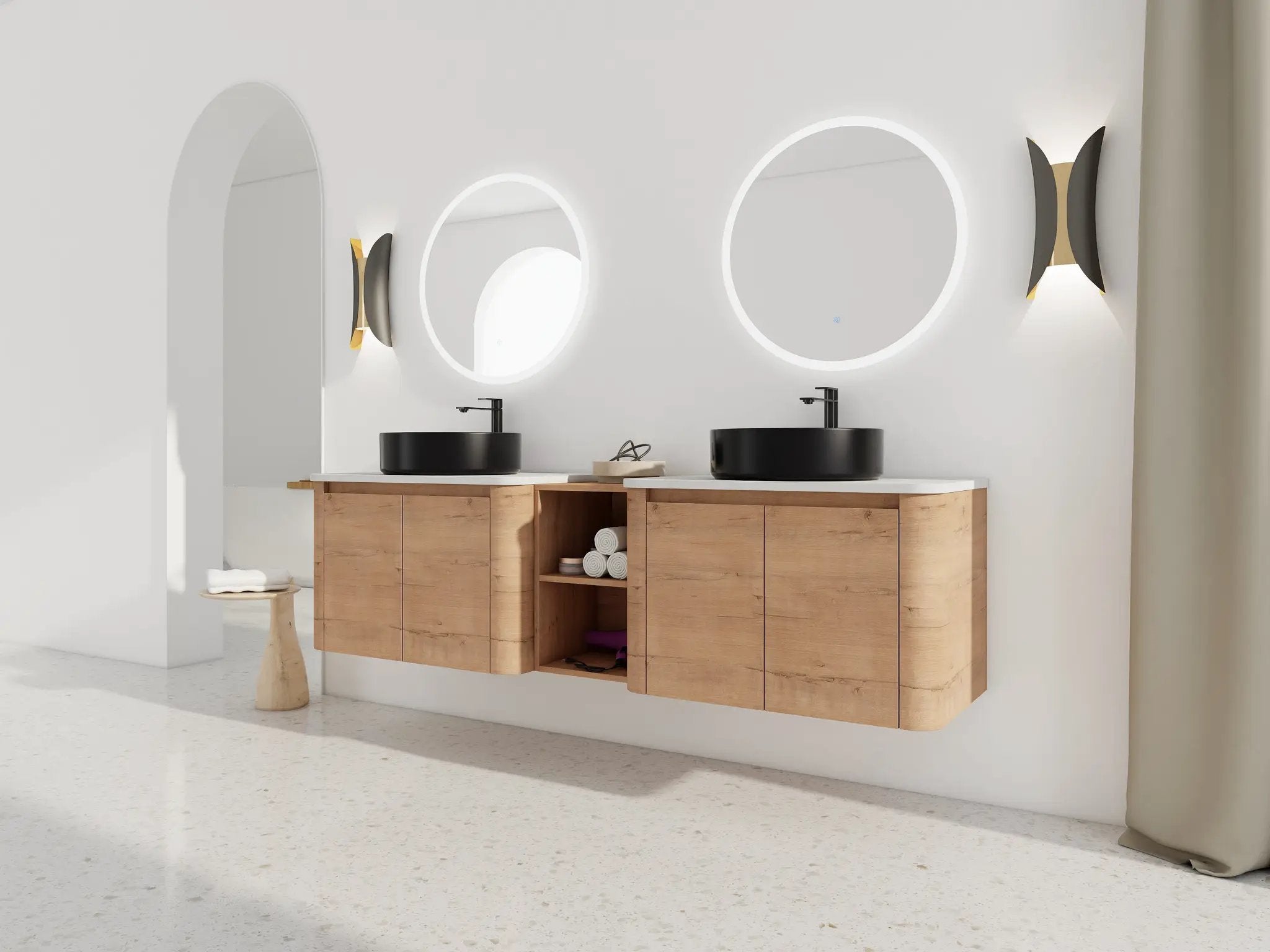 72" Wall-Mounted Bathroom Vanity With Ceramic Art Sink by HouseOfZazla