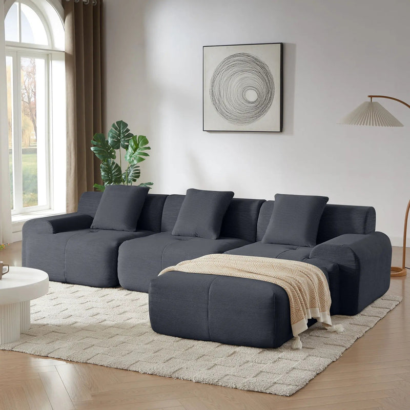 L Shaped Modular Sectional Sofa And Movable Ottoman by Unique Piece Furniture