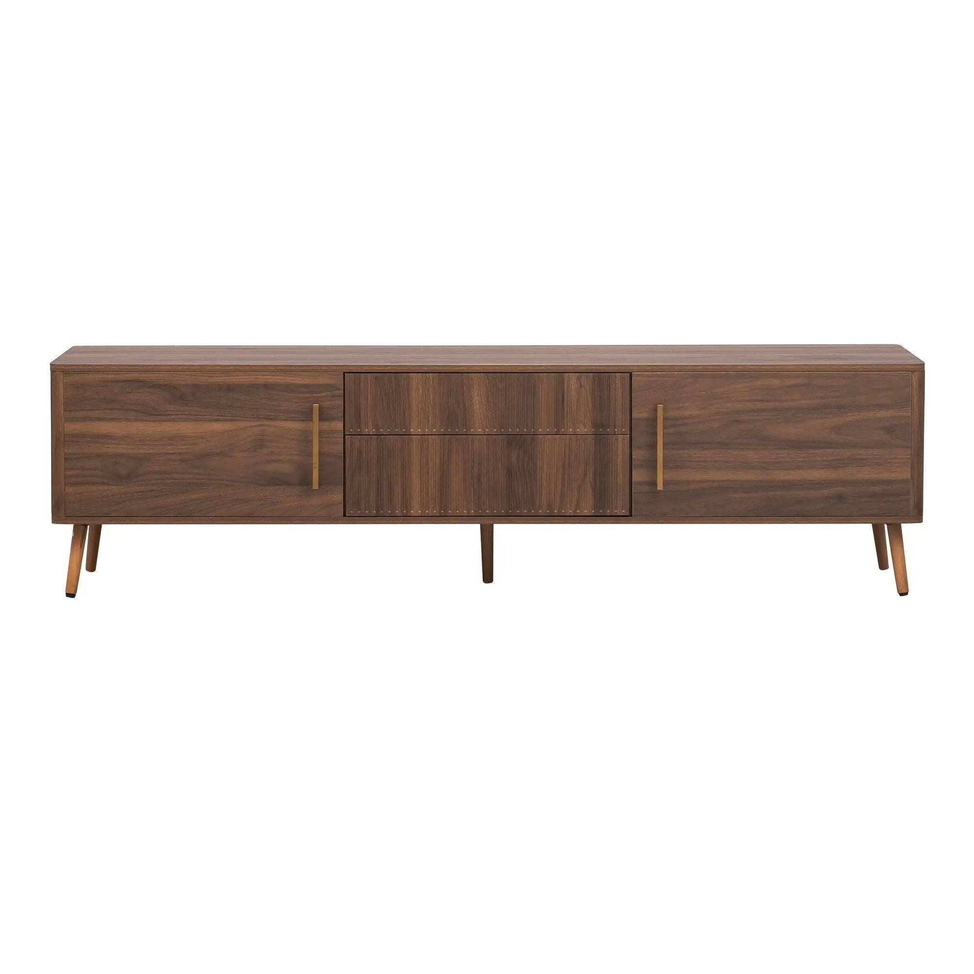 TV Stand With 2 Drawers, Media Console Table For TVs Up To 80'' For Living Room - Walnut by Unique Piece Furniture