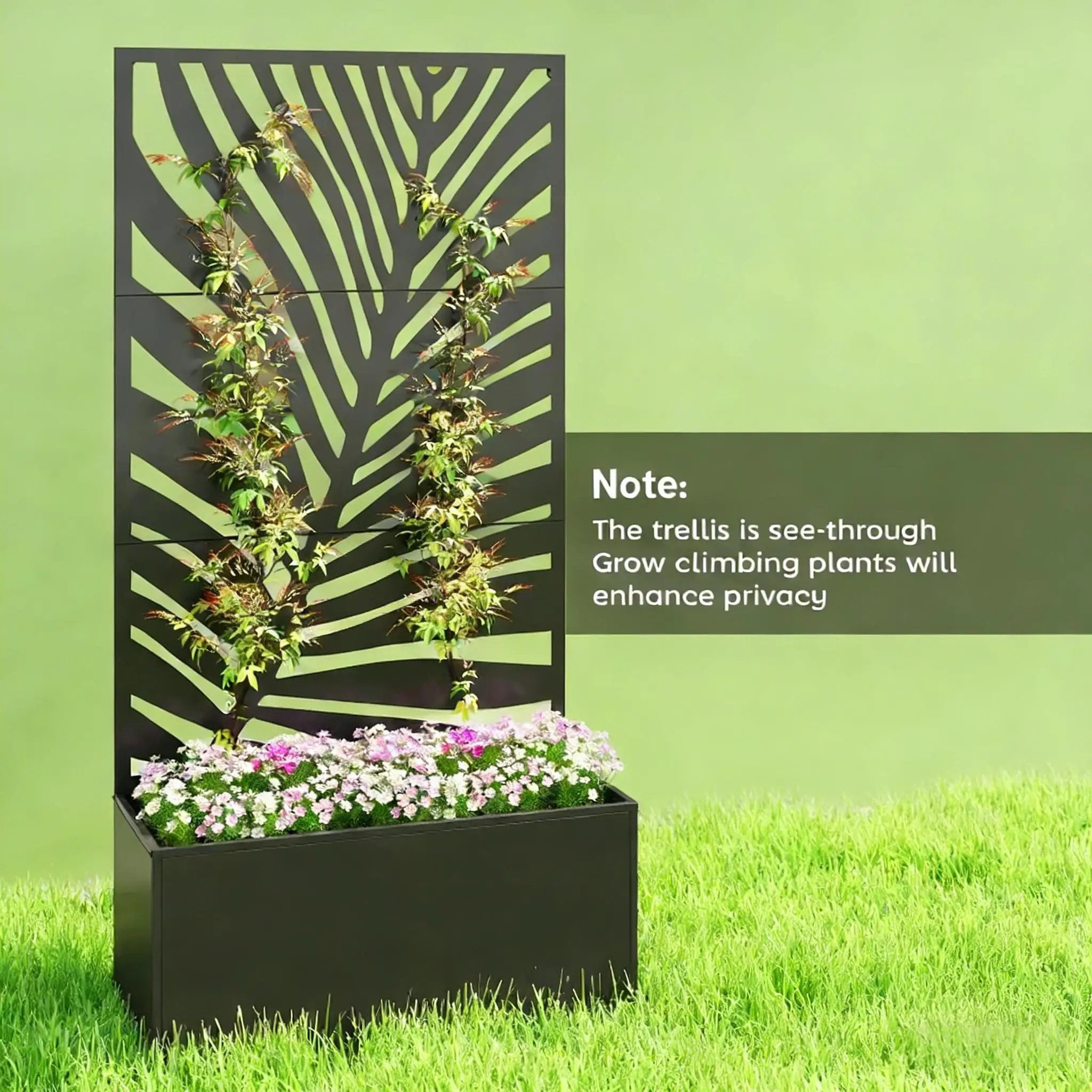 Outdoor Raised Garden Bed with Privacy Screen and Metal Planter Box by HouseOfZazla