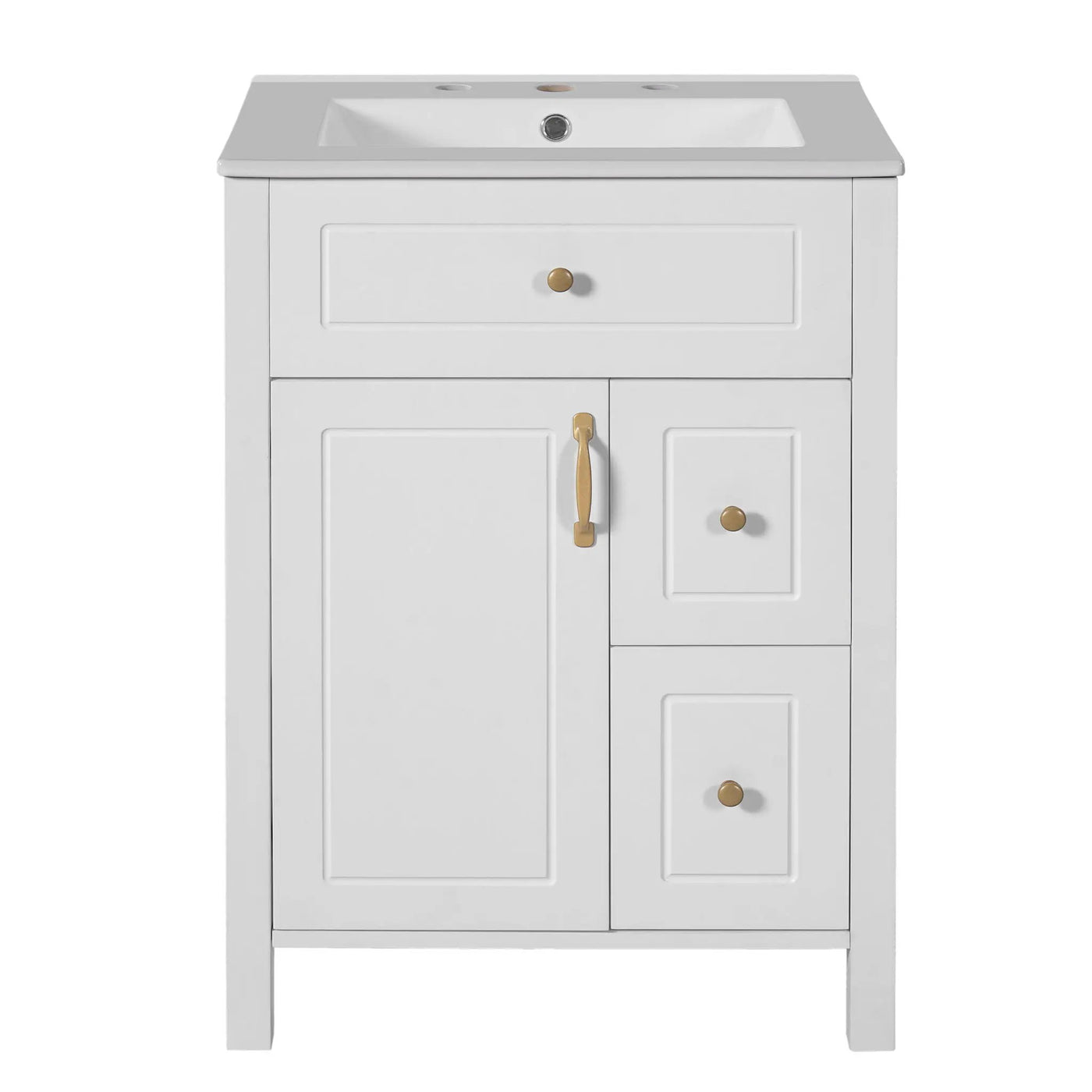 Elegant Bathroom Vanity With Ceramic Sink, Soft Close Doors And Drawers, Double Storage Racks by HouseOfZazla
