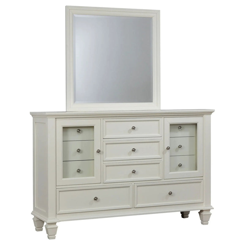 Sandy Beach 11-drawer Dresser with Mirror Cream White by Unique Piece Furniture