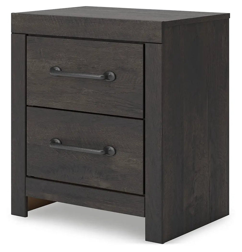 Hollivern - Two Drawer Night Stand - Dark Gray by Unique Piece Furniture