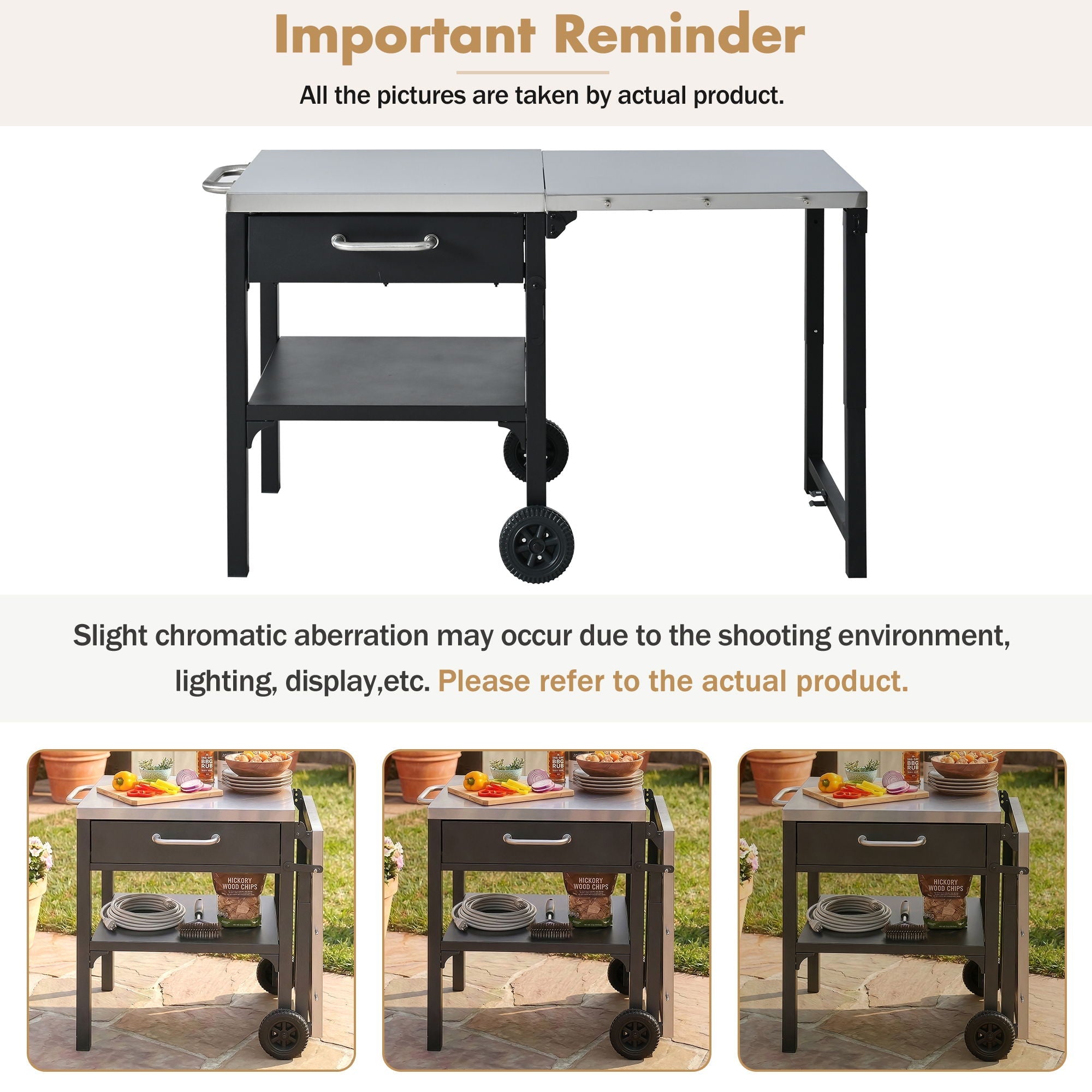 Foldable Outdoor Kitchen Cart With Storage For Patio by HouseOfZazla