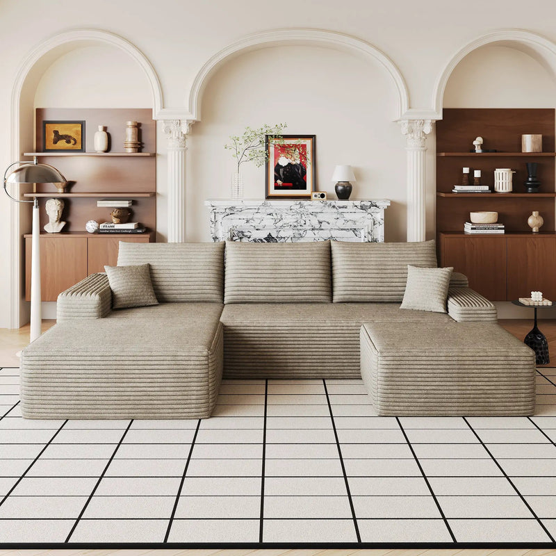 107" Cloud Sectional Sofa with Ottoman by HouseOfZazla