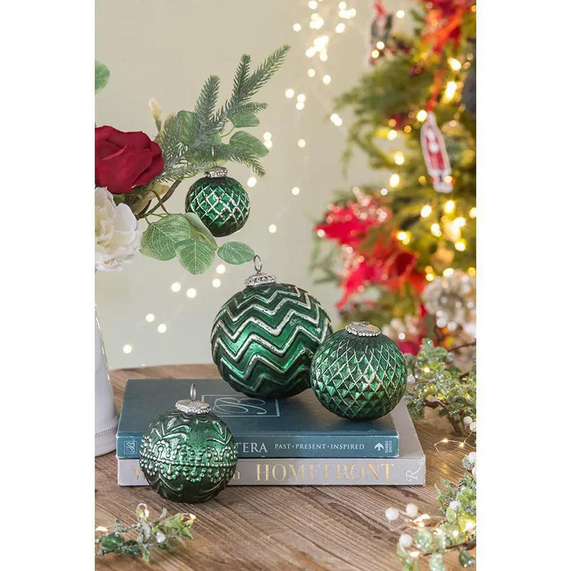 Christmas Ball Ornaments, Glass Decorative Hanging Ball Christmas Tree Ornaments, For Holiday Party Decorations (Set of 6) - Green by Unique Piece Furniture