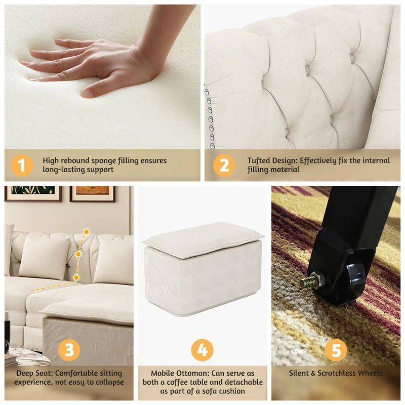 3 In 1 Convertible Sleeper Sofa Bed With Movable Ottoman by HouseOfZazla