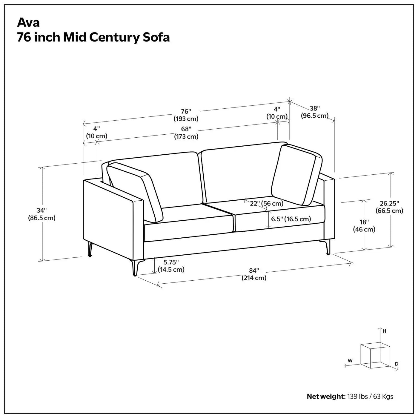 Ava - Mid Century Sofa, Upholstered by Unique Piece Furniture