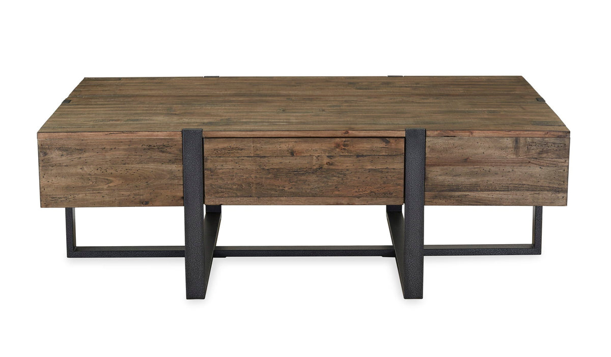 Prescott - Modern Reclaimed Wood Rectangular Cocktail Table - Rustic Honey, photo 2 of 5