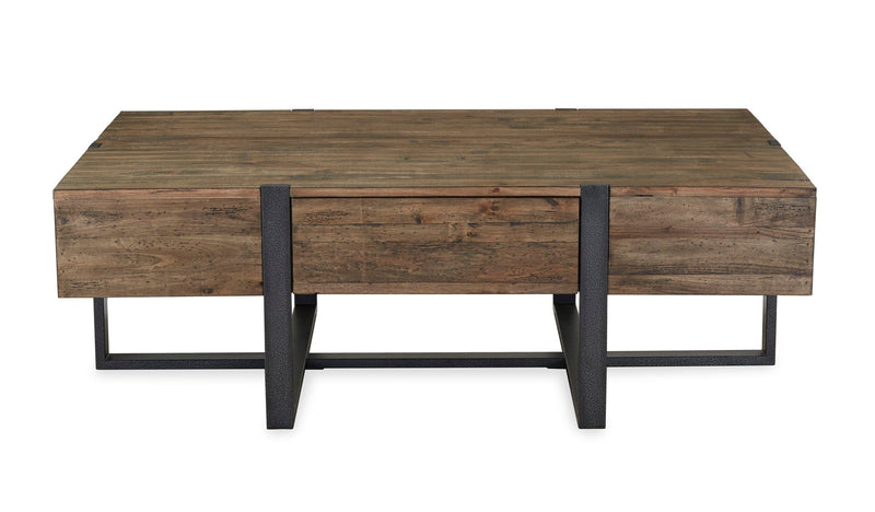 Prescott - Modern Reclaimed Wood Rectangular Cocktail Table - Rustic Honey, photo 2 of 5