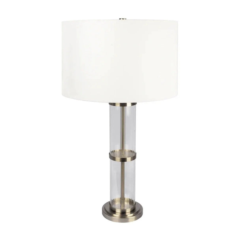 Echo - Table Lamp With On / Off Switch Clear Body Base - Clear / Silver / White by Unique Piece Furniture