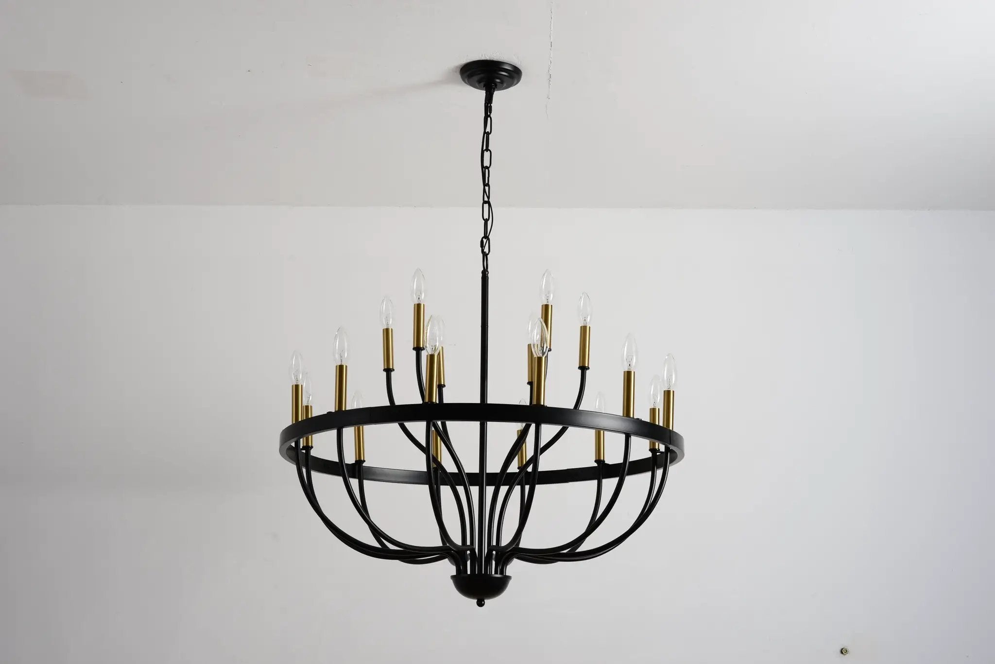 15-Light Industrial Iron Candle Chandelier Modern Farmhouse Pendant Light by HouseOfZazla