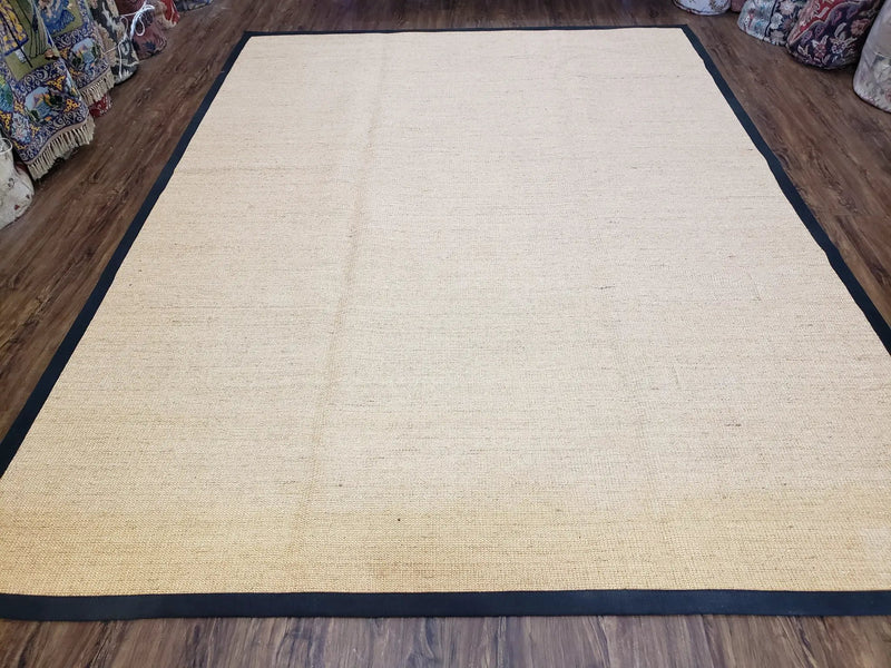 Jute Rug 8x10, Natural Jute Fiber Area Rug, Natural Sisal Area Rug with Black Border, 8x10 Carpet, Solid Jute Rug 8 x 10, Farmhouse Rug by Jewel Rugs
