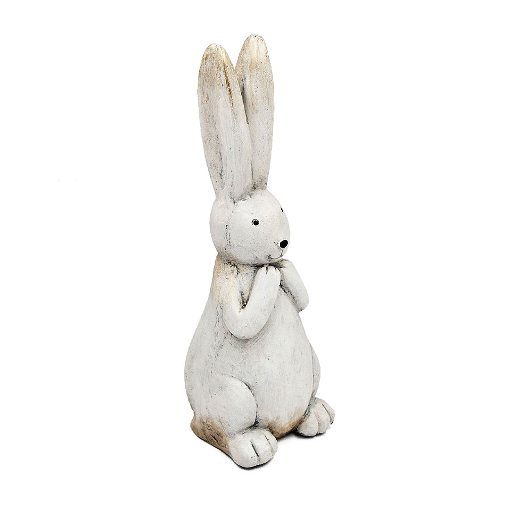 Textured Bunny Figurine with Iron Construction - White, photo 4 of 10
