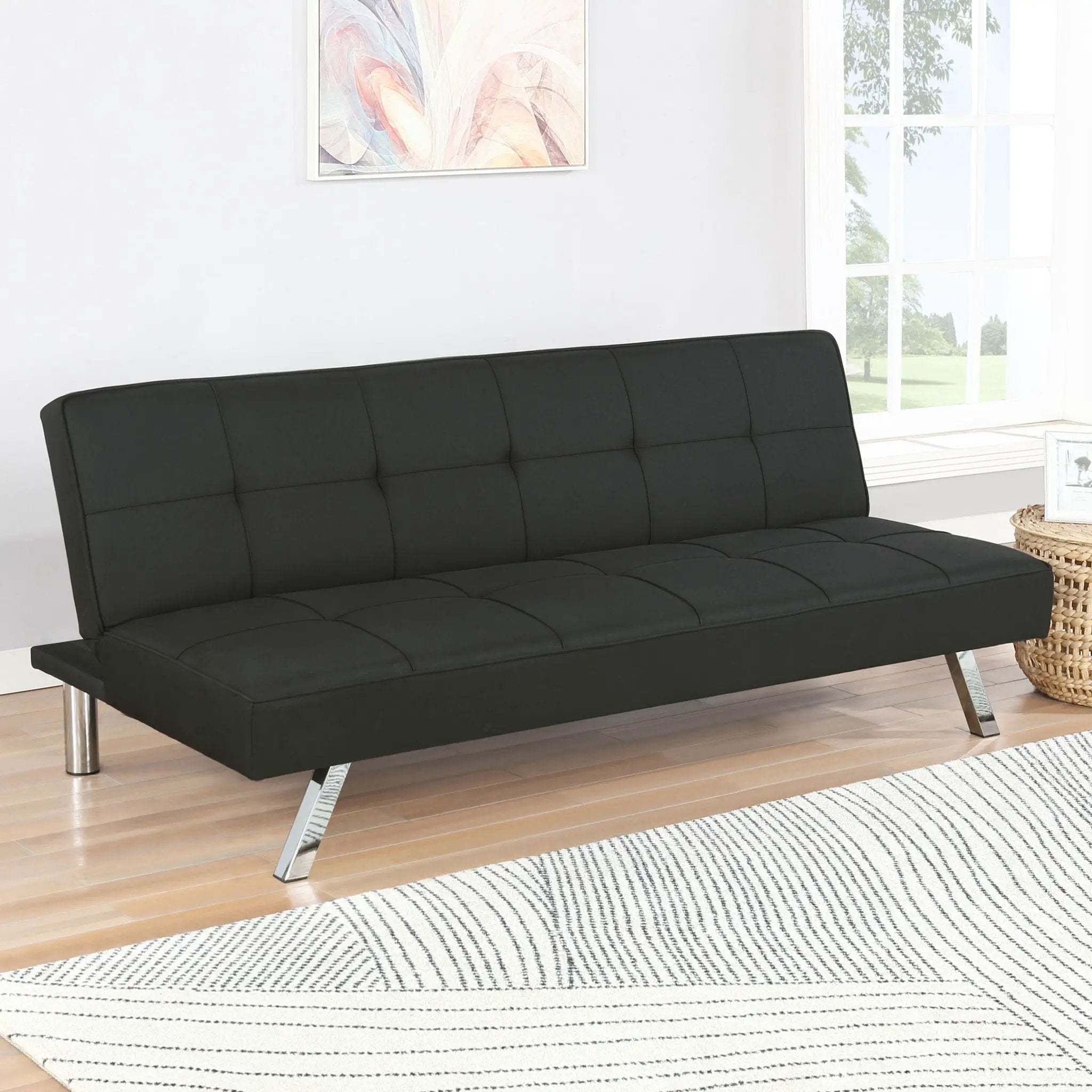 Joel Upholstered Tufted Convertible Sofa Bed Black by Unique Piece Furniture