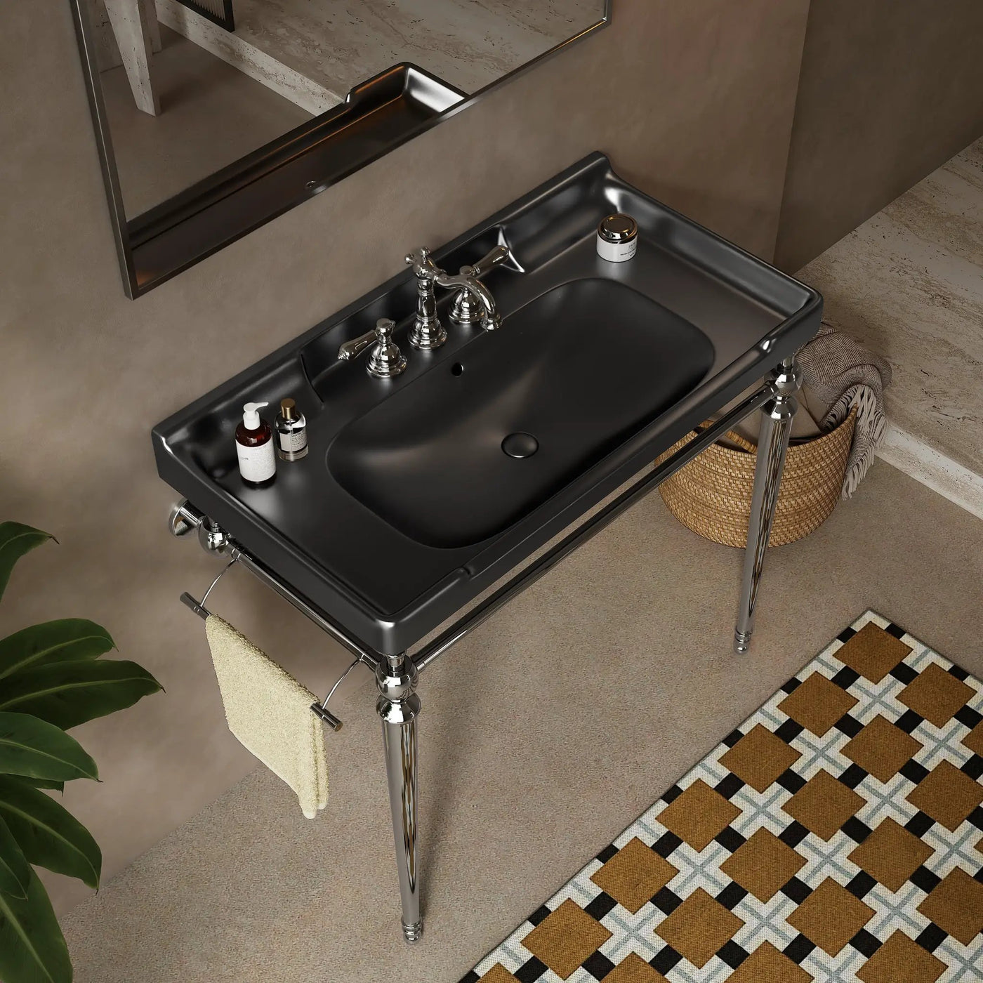 VICI 36" Bathroom Ceramic Basin with 3 Pre-Drilled Holes by HouseOfZazla