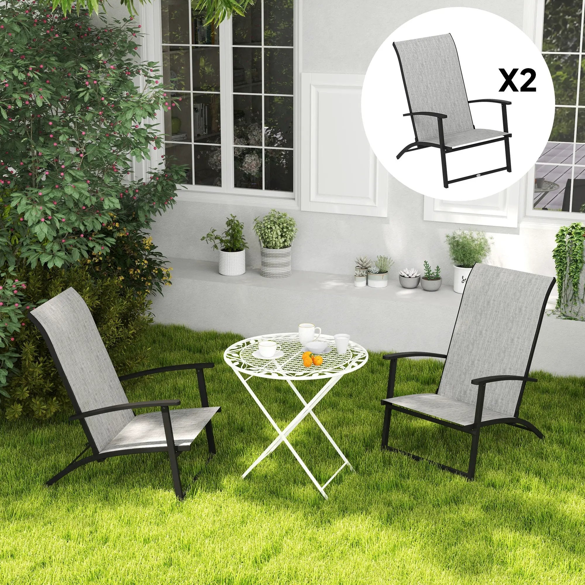 Outsunny Folding Patio Chairs Set of 2, Portable Outdoor Dining Chairs with High Back, Armrests by HouseOfZazla