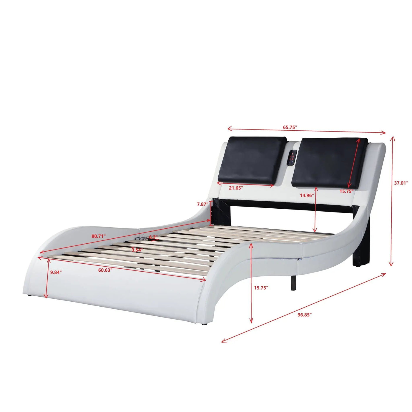 Platform Bed Frame With LED Lighting, Bluetooth Music, Vibration Massage by HouseOfZazla