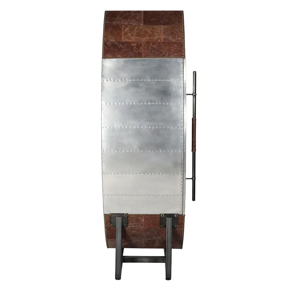 Brancaster - Wine Cooler - Retro Brown Top Grain Leather & Aluminum by Unique Piece Furniture