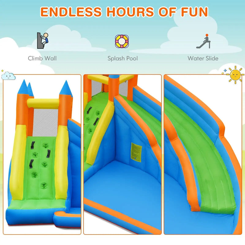 Inflatable Mighty Bounce House Jumper with Water Slide without Blower by DirectDeals