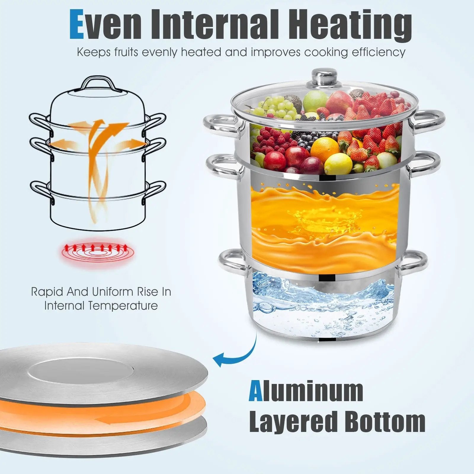 11-Quart Stainless Steel Fruit Juicer Steamer by DirectDeals