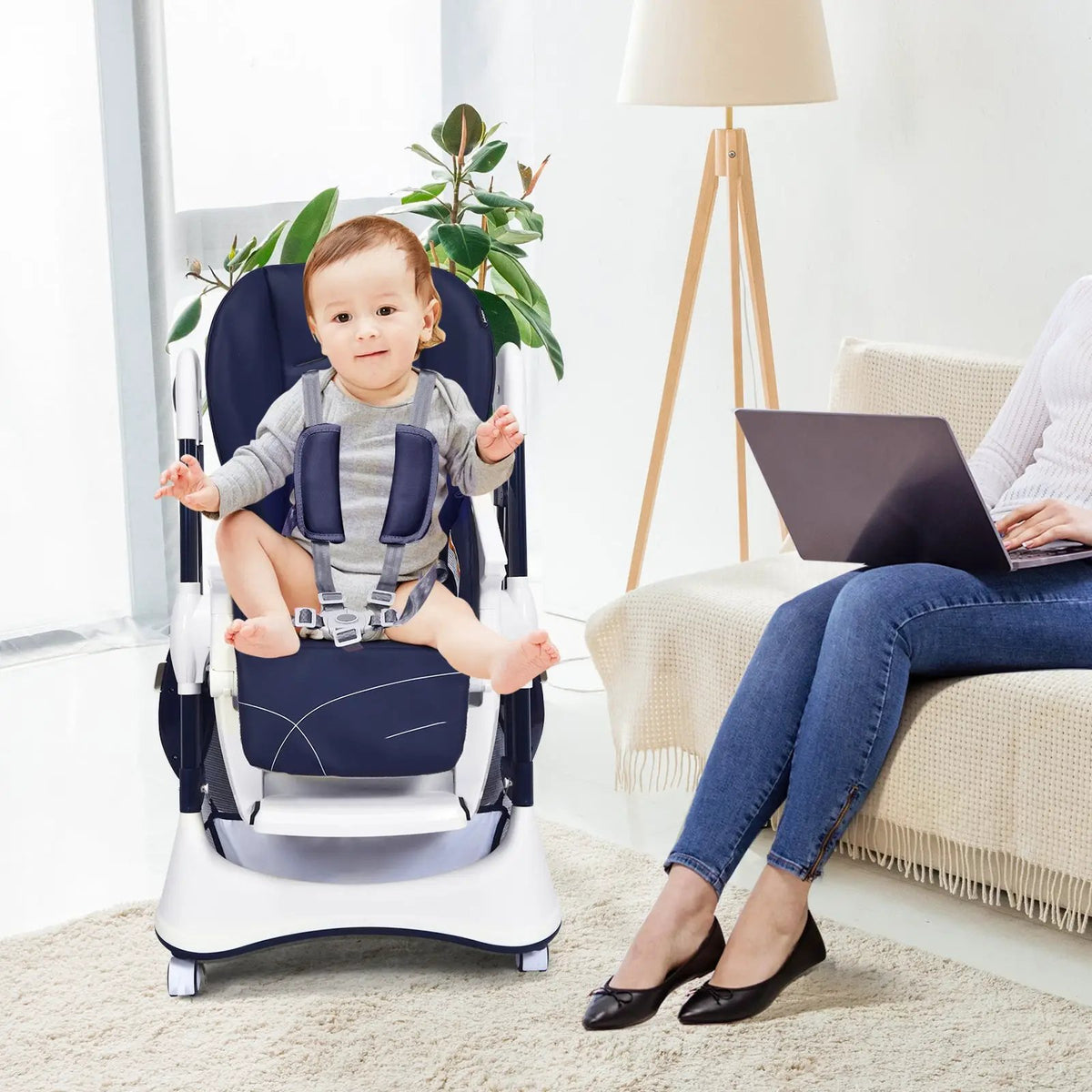A-Shaped High Chair with 4 Lockable Wheels by DirectDeals