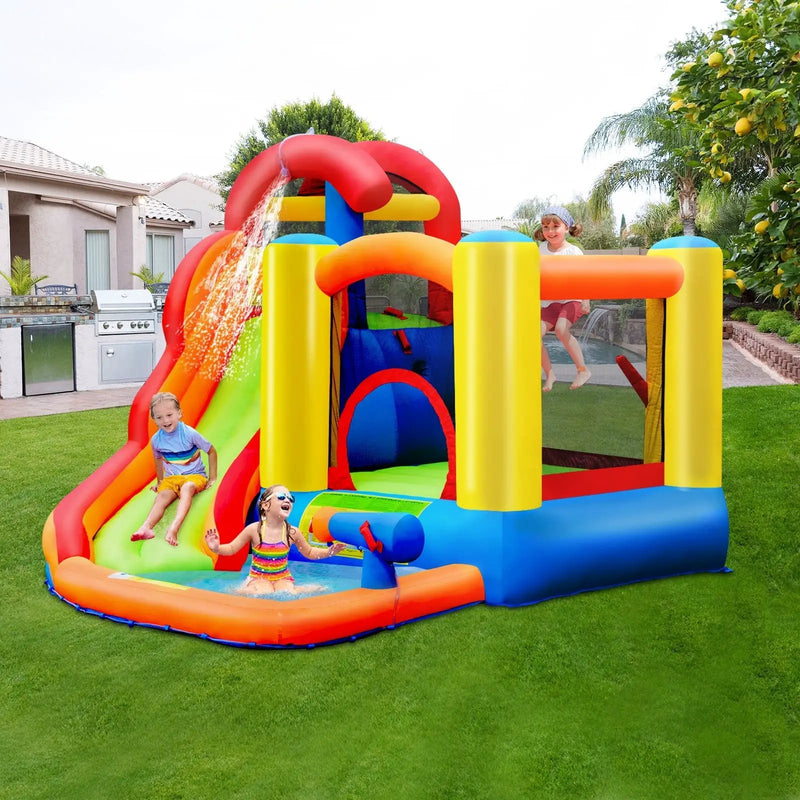 6-in-1 Water Park Bounce House for Outdoor Fun with Blower and Splash Pool by DirectDeals