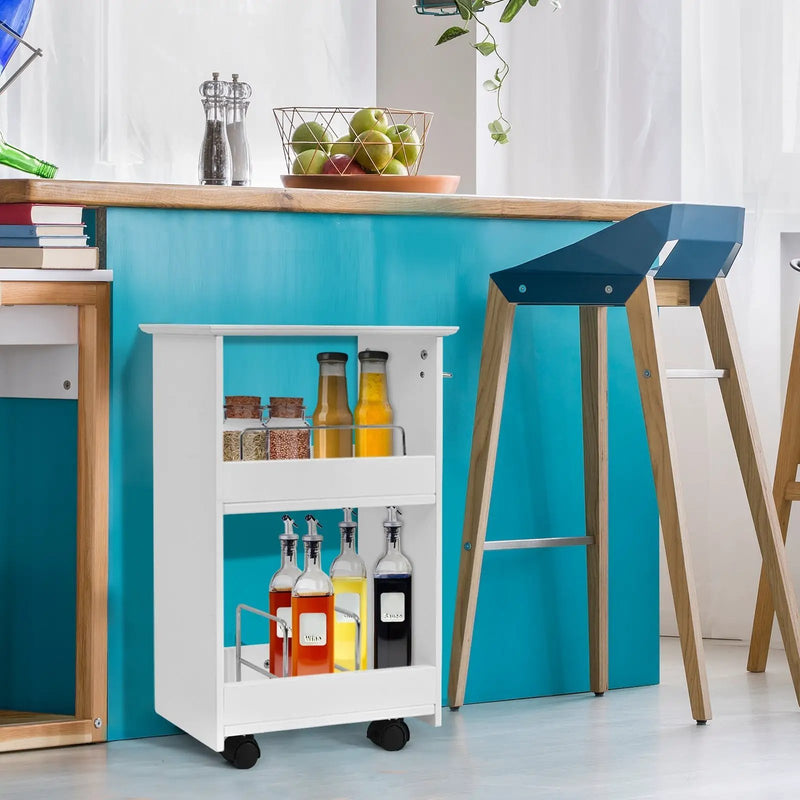 Slim Rolling 3-Tier Bathroom Mobile Shelving Cabinet wih Handle by DirectDeals
