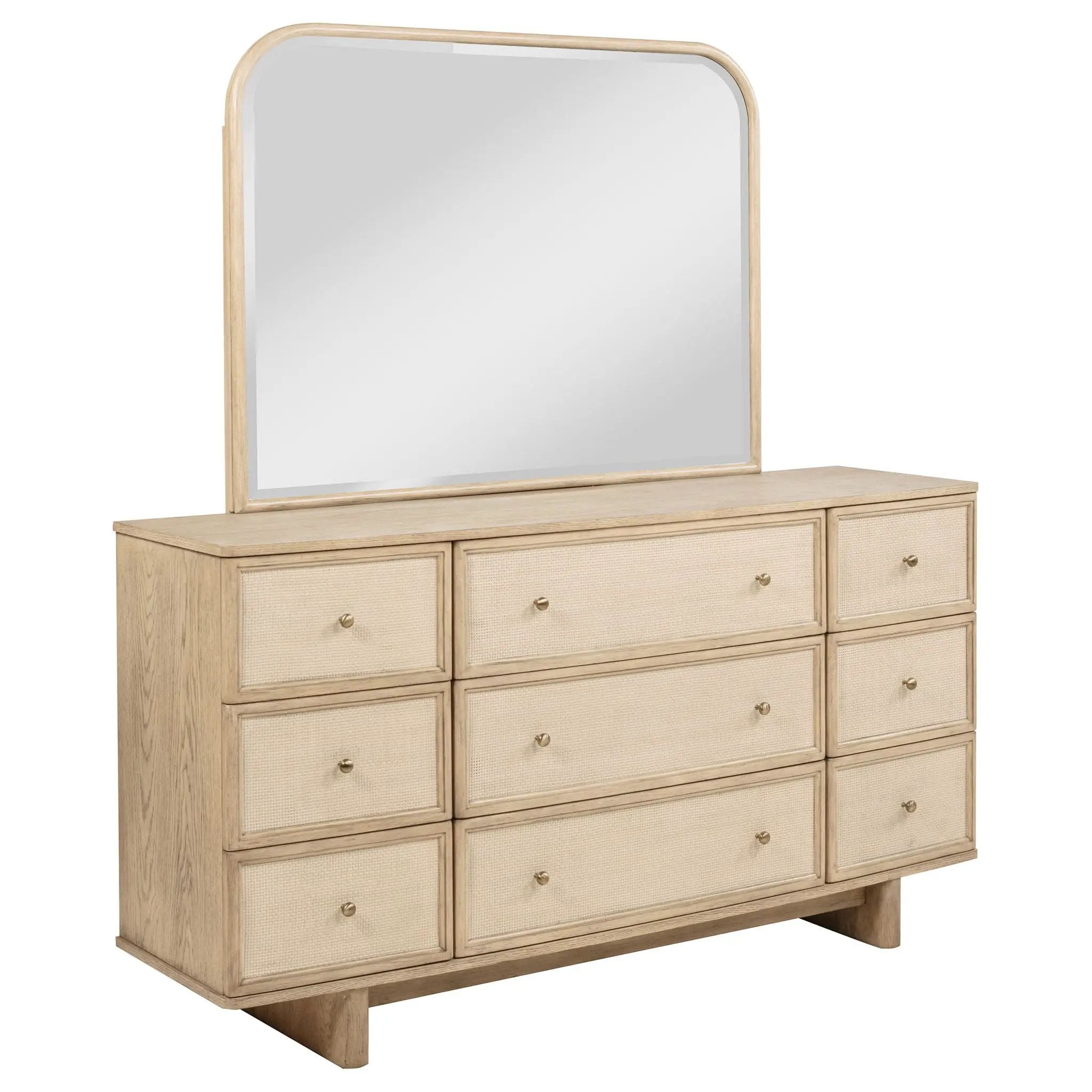 Kailani 9-drawer Dresser and Mirror Beige Oak by Unique Piece Furniture