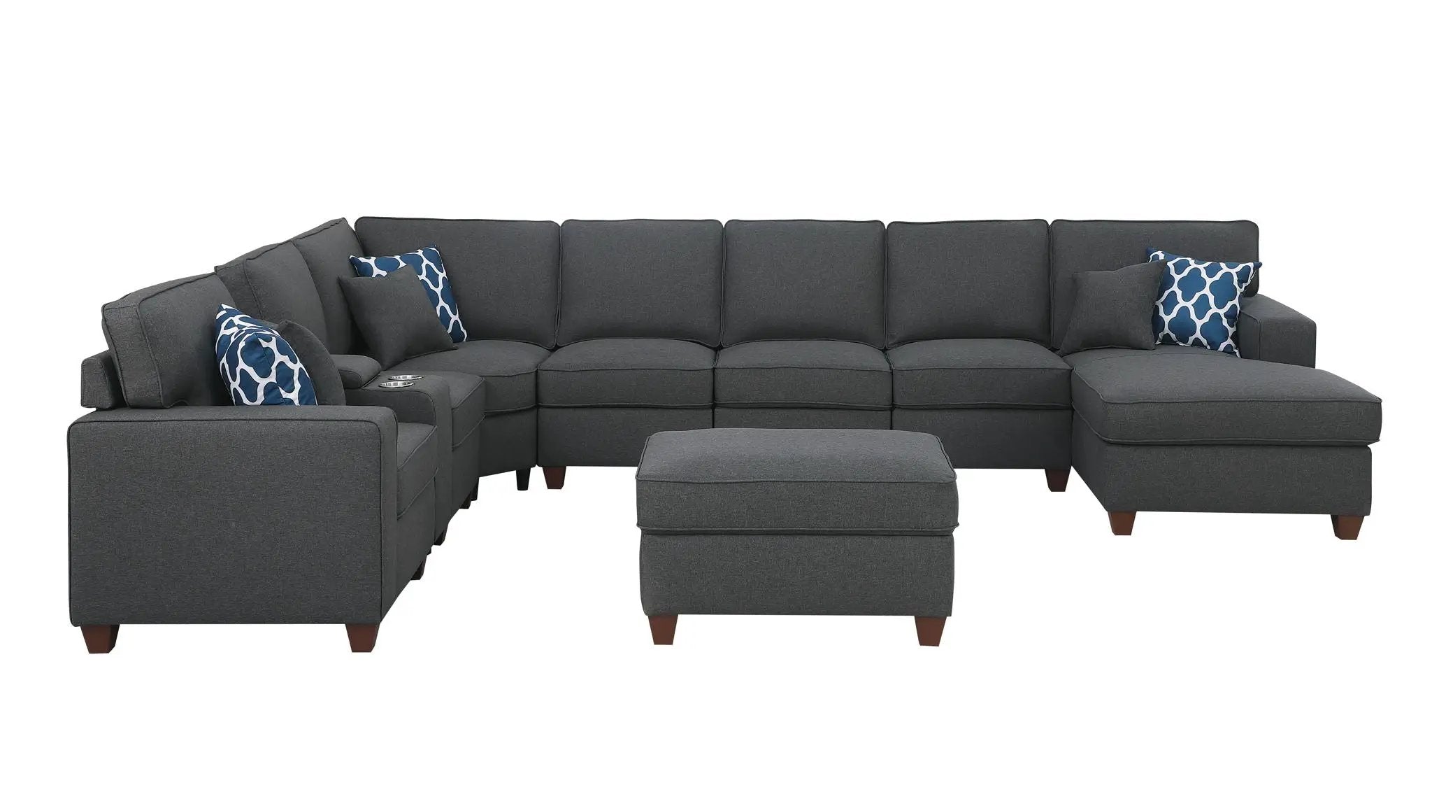 Eric - 9 Piece Upholstered Sectional With Ottoman by HouseOfZazla
