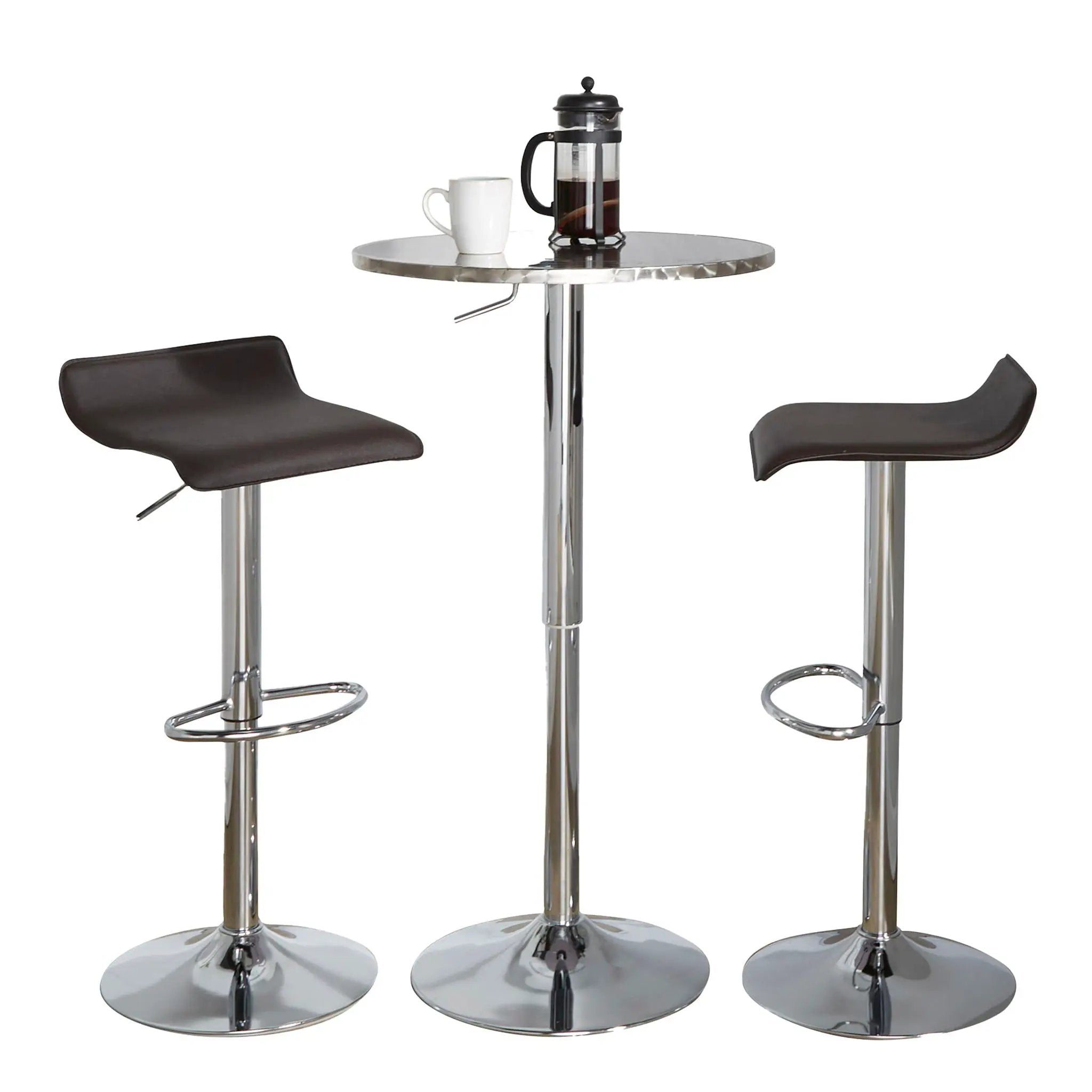 Ale - 3 Piece Bar Set Bistro Round Contemporary Adjustable Oval Footrest by HouseOfZazla