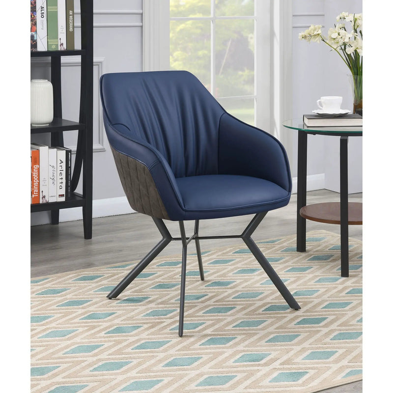 Upholstered Dining Chairs (Set of 2) Retro Bucket Seat - Blue by HouseOfZazla